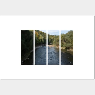 View from the bridge on the Sola river in Wegierska Gorka (Bulwar). Autumn sunny day. Posters and Art